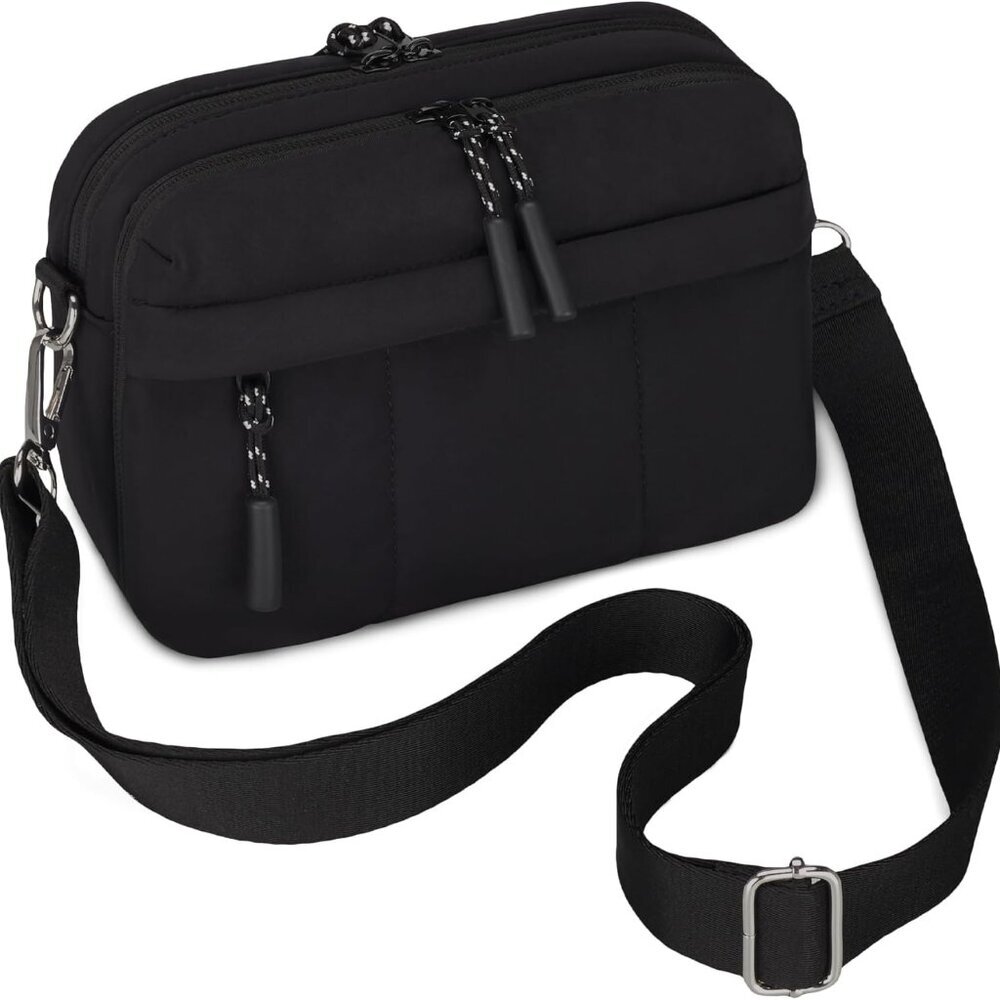 Women’s Puffer Nylon Crossbody Bag With Multiple Pockets Lightweight